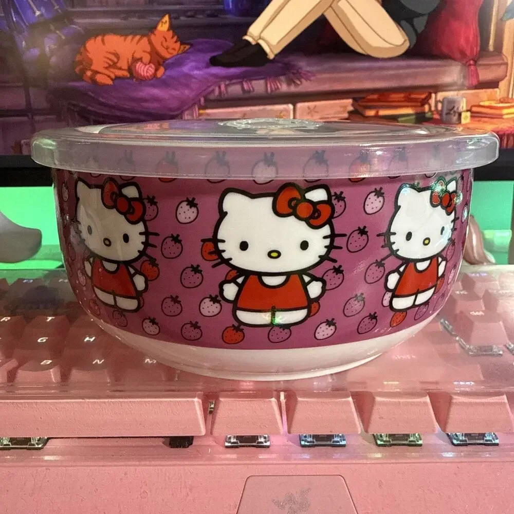 Sanrio Hello Kitty Ceramic Food Storage Bowls Set Lid Strawberry S M L 2023 READ